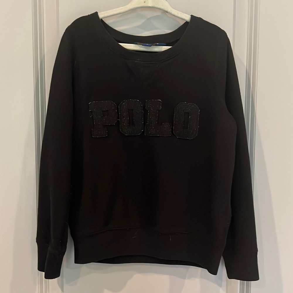 Girls black polo sweatshirt size 6